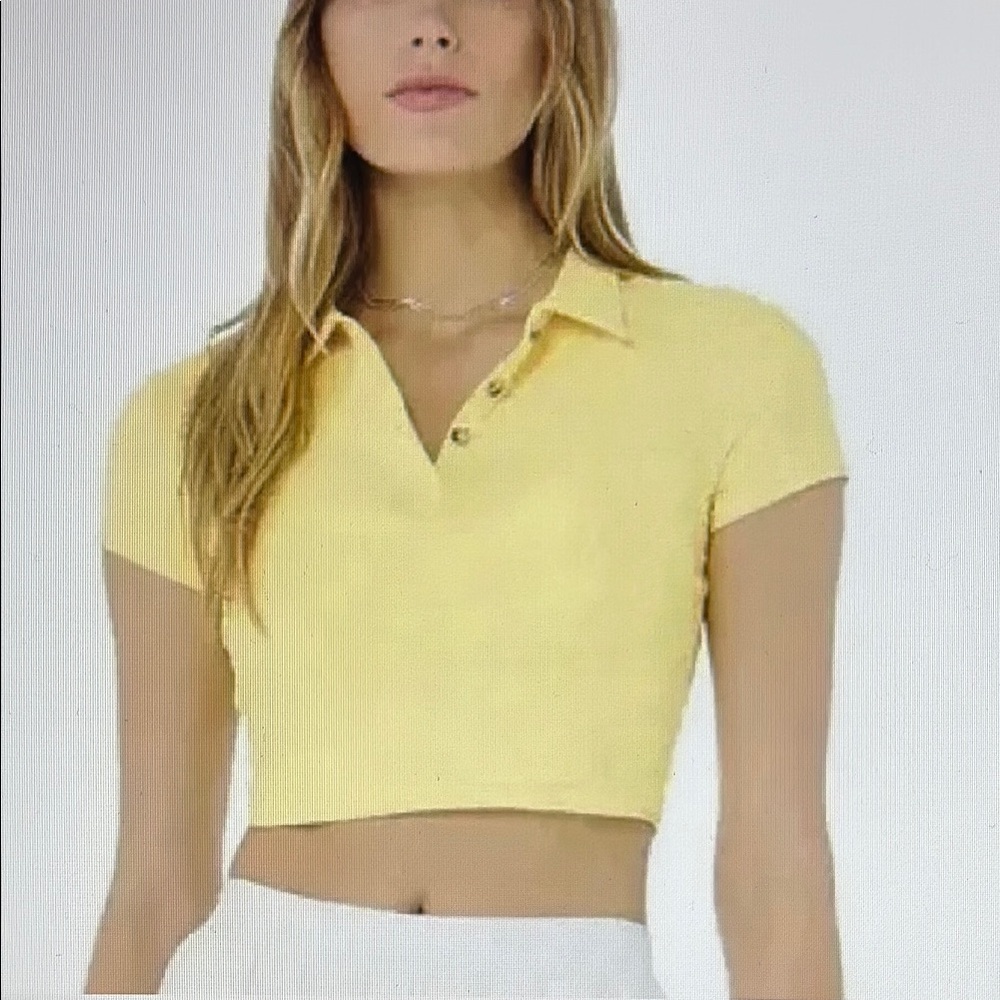 ALO Yoga Yellow Polo Top